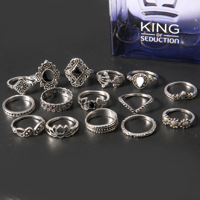 15 Piece Alloy Vintage Ring Set