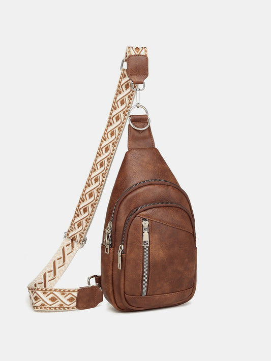 PU Leather Crossbody Bag with Two Detachable Strap